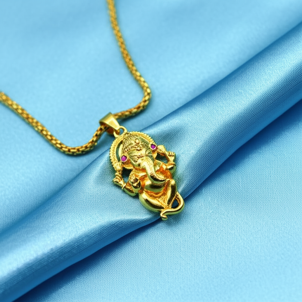 Ganesha Pendant With Chain (Gold)